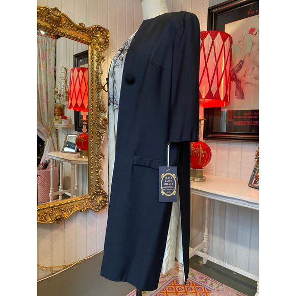 vtg 1960s 2 piece sheath and coat trompe l'oeil fabiola reversible 60s fashion - Picture 13 of 15
